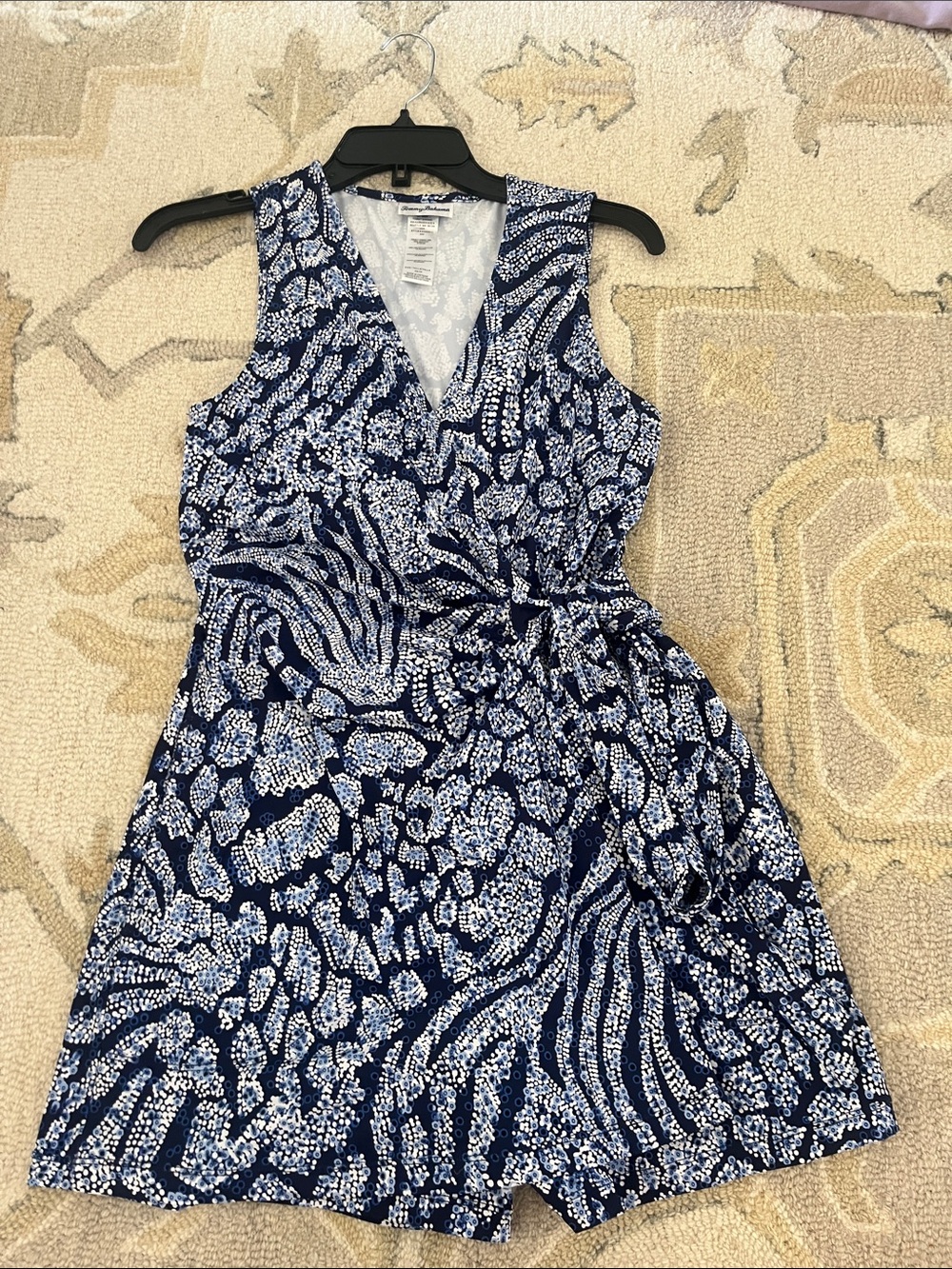 Sleeveless Navy Blue Printed Wrap Skort